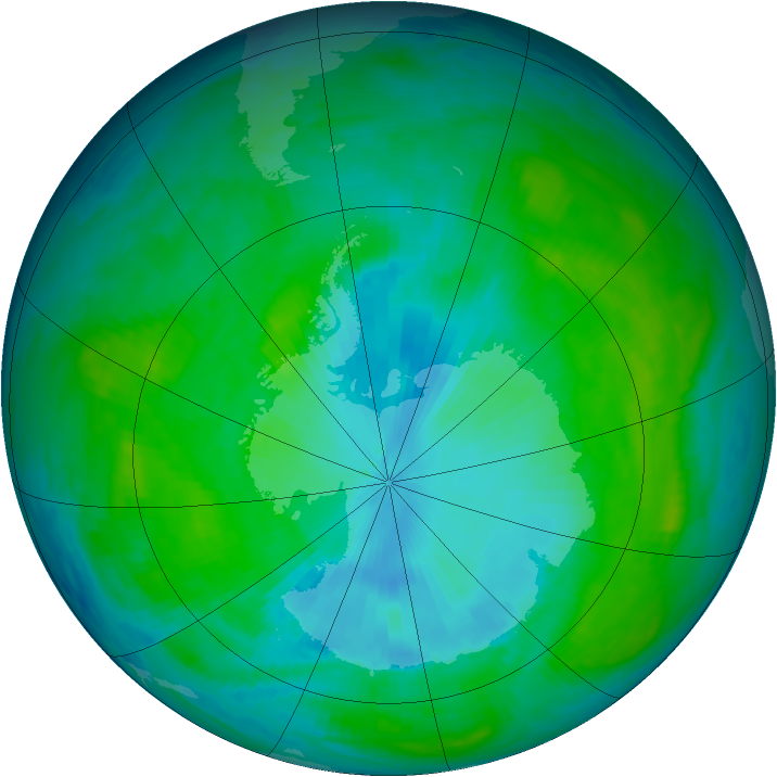 Antarctic ozone map for 29 January 1985